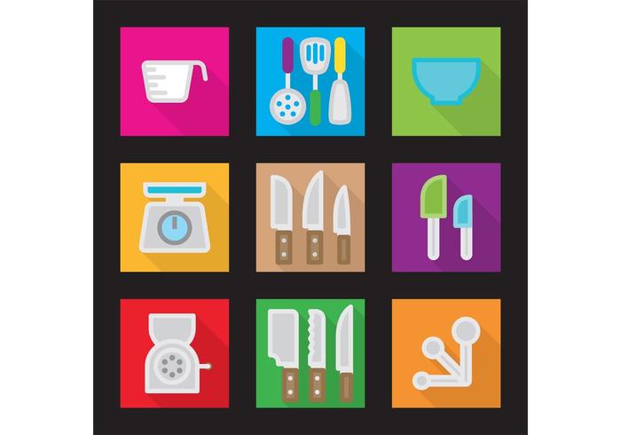 Iconos planos de vector de cocina