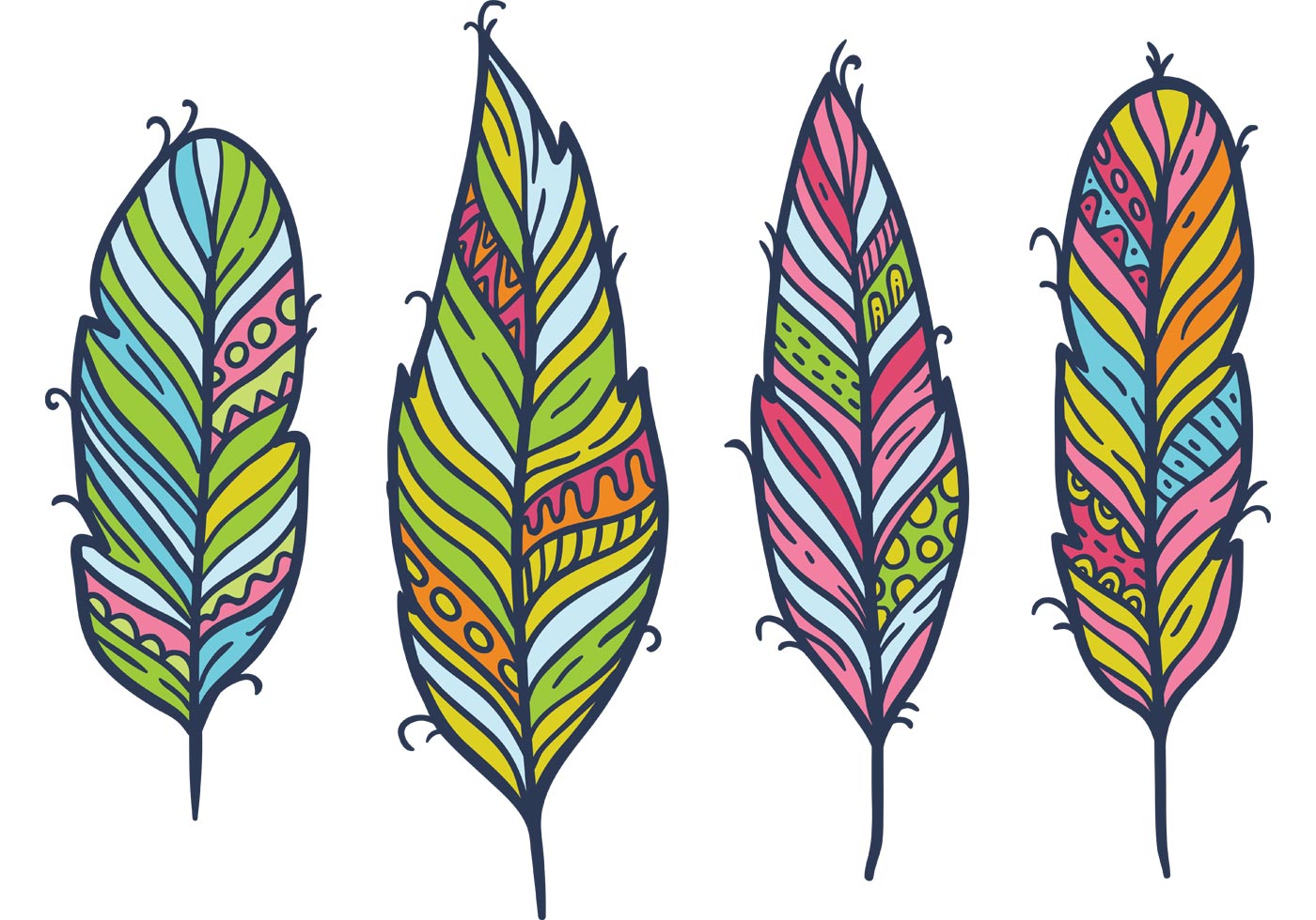 Download Free Feather Isolated Vector Set - Download Free Vectors ...