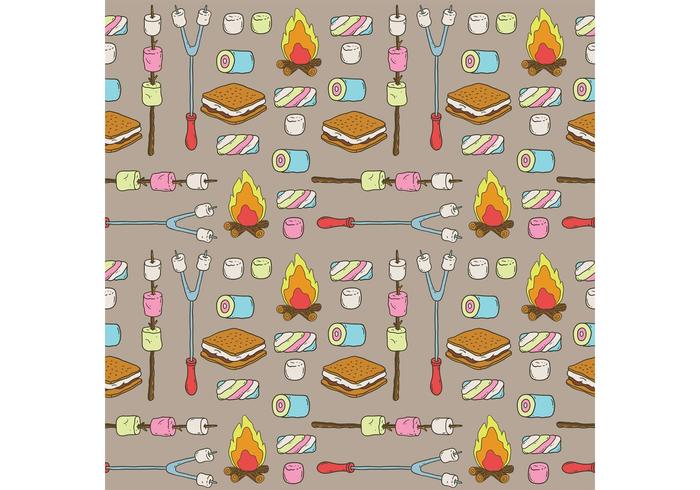 Camp Marshmallows Vector Pattern