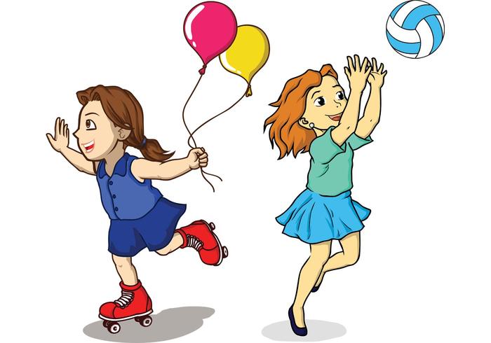 Girls Playing Vectors Girls Playing Vectors