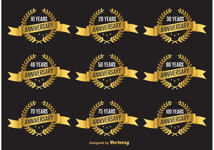 Gold Anniversary Vector Labels Gold Anniversary Vector Labels