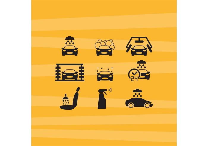 Car Wash Vector Icons 