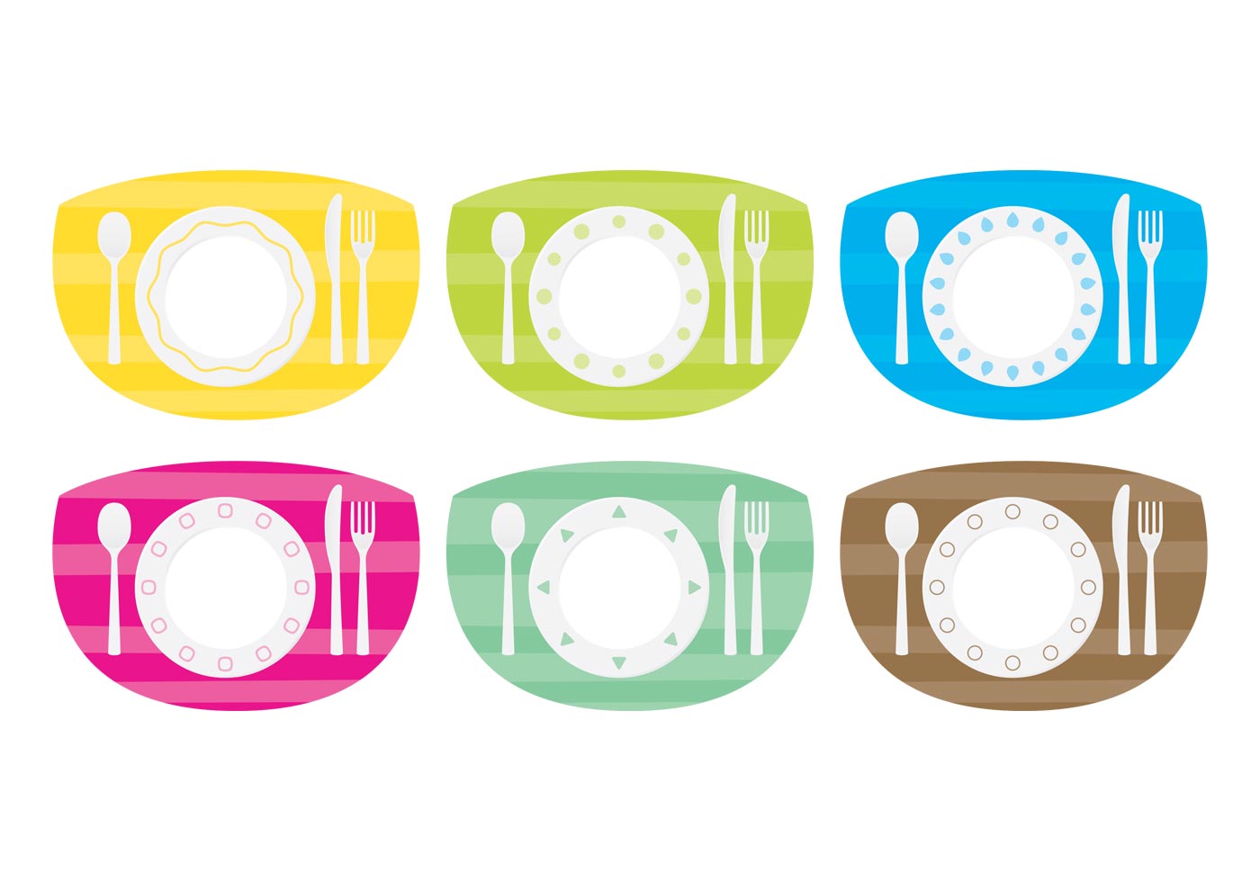 colorful dinner table setting vector pack