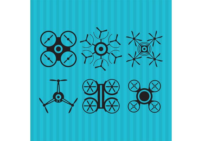 Iconos de vector de drone negro