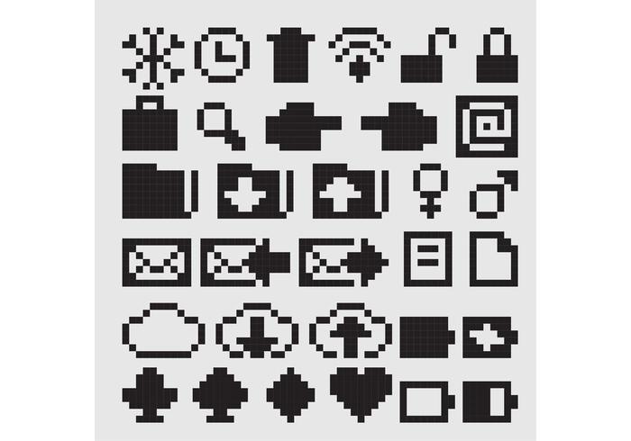 Negro de 8 bits Iconos Vectoriales vector