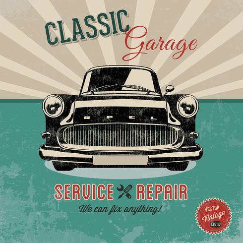 Vector Car Service Retro Poster