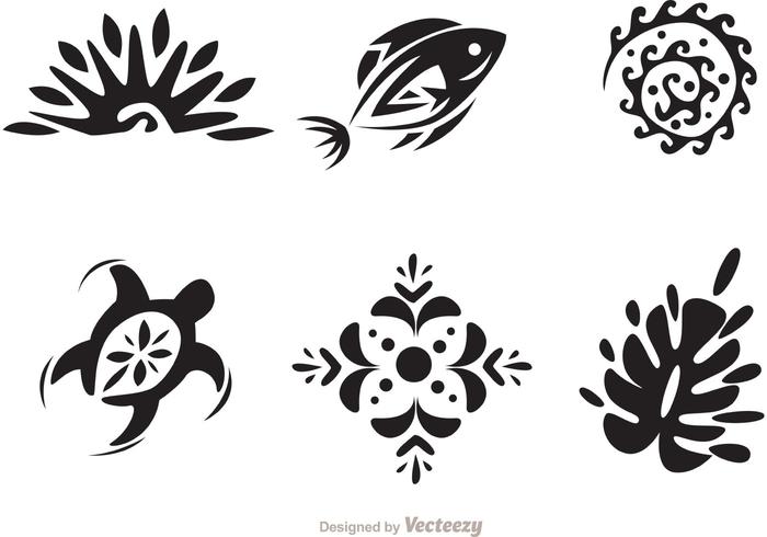 Hawaii Tribal Vectors in Black and White 