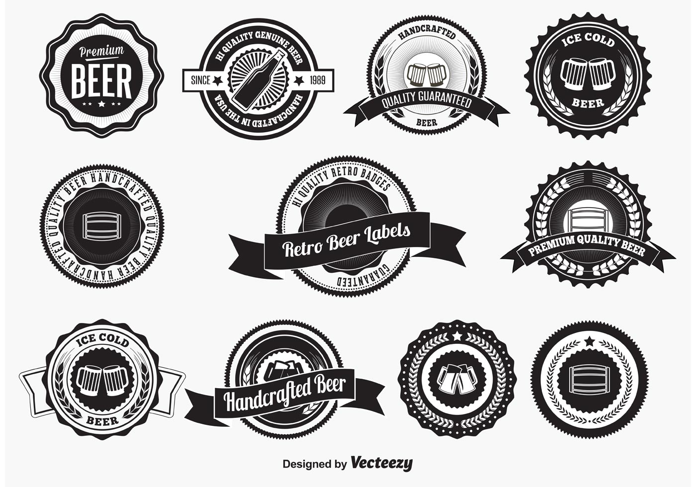 Download Retro Style Beer Badges and Labels - Download Free Vector Art, Stock Graphics & Images