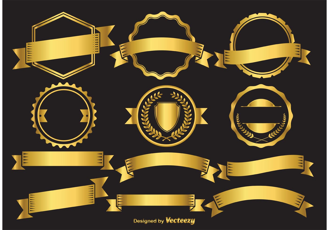 Gold Badge Elements 82902 Vector Art at Vecteezy