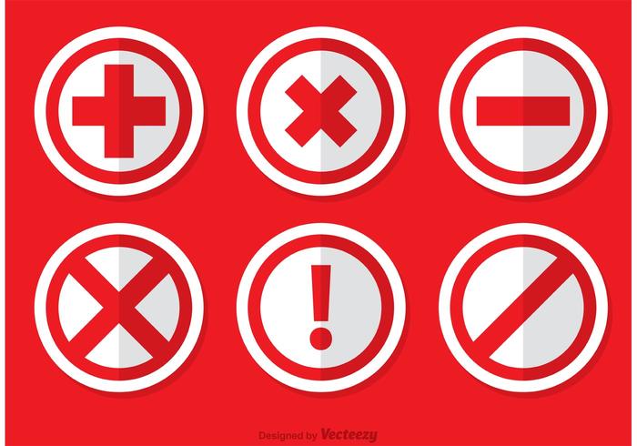 Red Cancelled Icon Vectors Pack