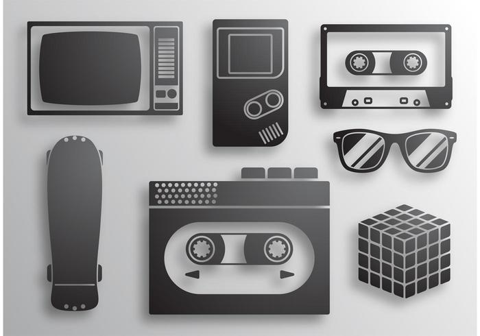 Iconos de los años 80 vector