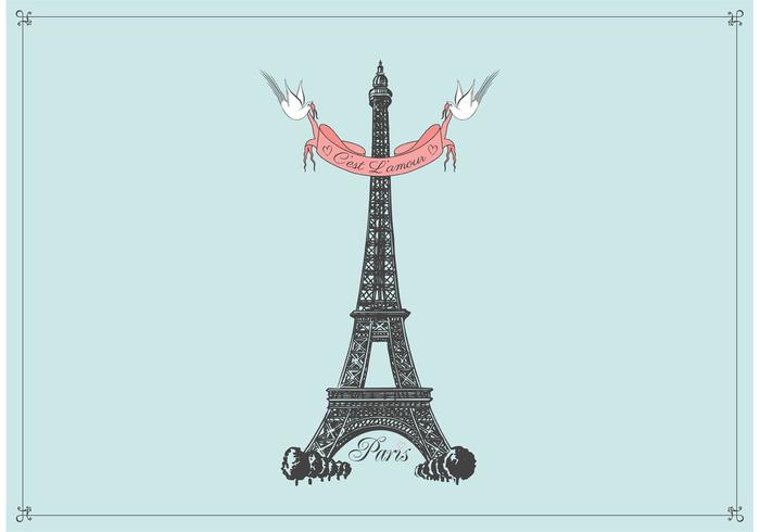 Hand Drawn Eiffel Tower Vector Background