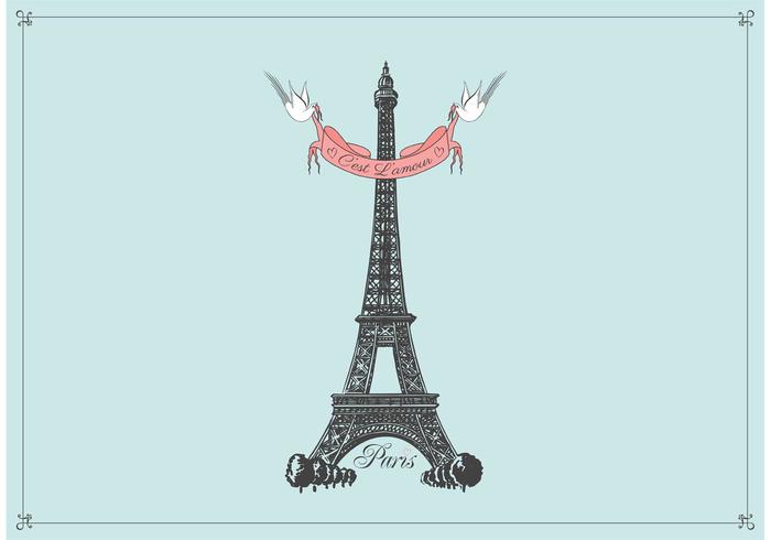 Hand Drawn Eiffel Tower Vector Background