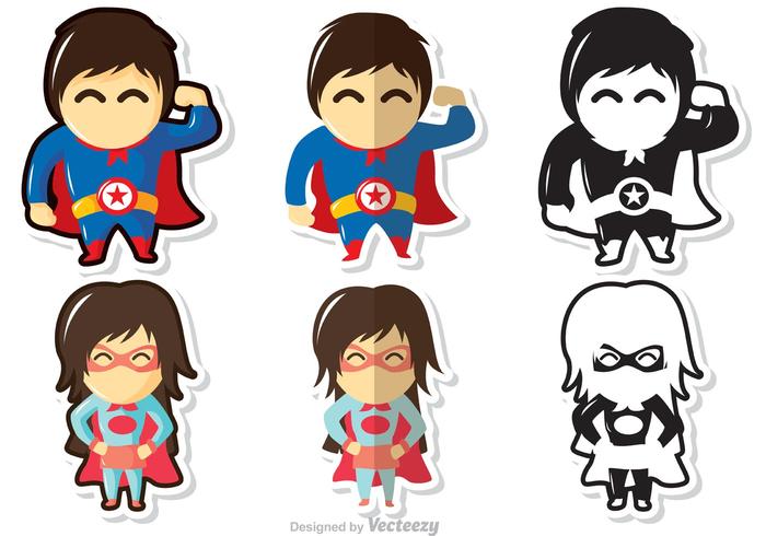 Superhero Kid Vectors Pack