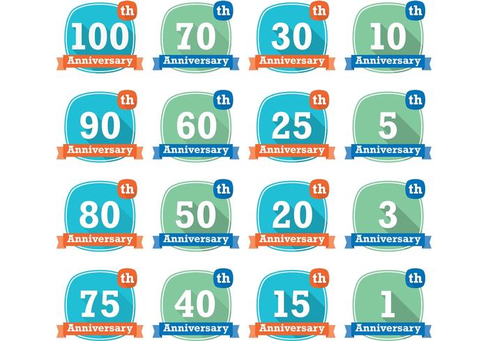 Modern Anniversary Badge Vectors Modern Anniversary Badge Vectors