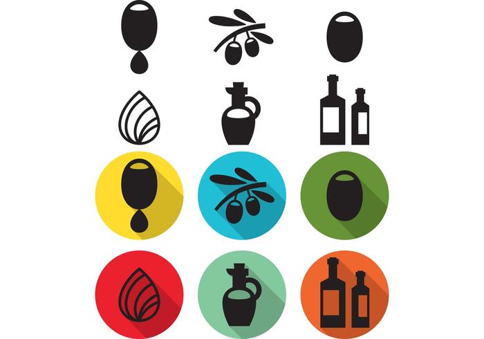 Aceite de oliva Droplet Vector Iconos