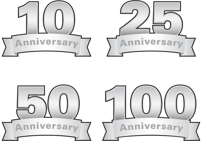 Silver Anniversary Vector Labels 