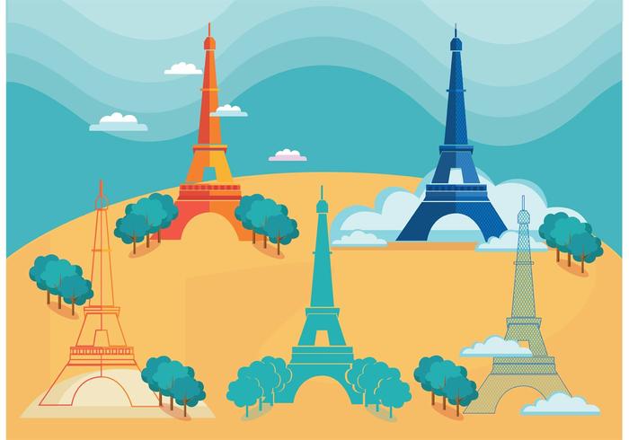 Eiffel Tower Paris Vector Pack