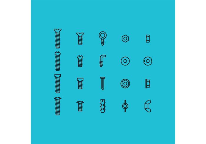 Screws And Nuts and Bolts Vector Icons Screws And Nuts and Bolts Vector Icons