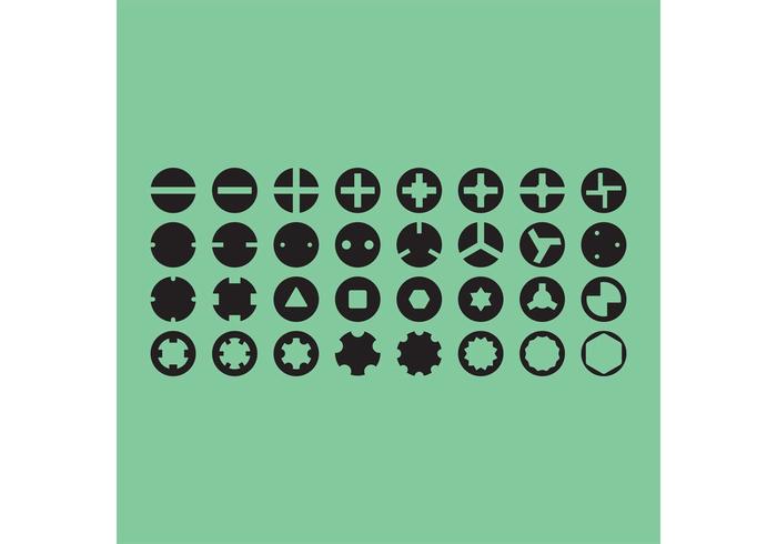 Screw Heads Vector Icons