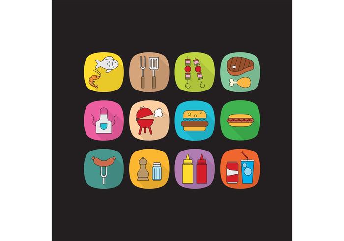 Flat Camp Food Vector Icons