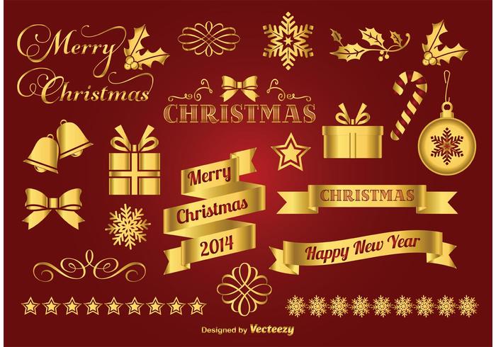 Golden Christmas Elements vector