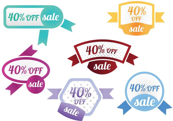 40 Percent Off Sale Vector Badges