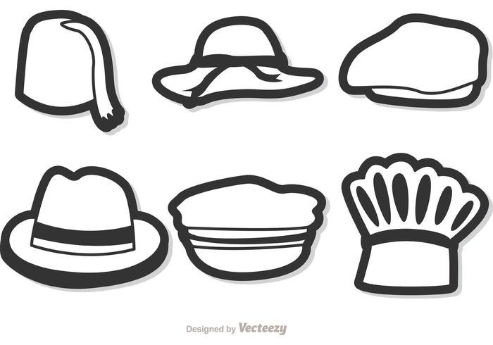 Black And White Vector Hats Pack 2