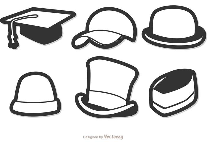 Negro Y Blanco Sombreros Vector Pack 1