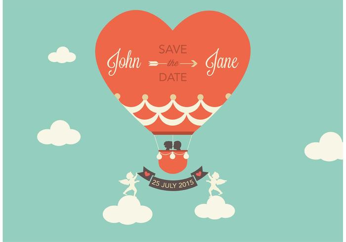 Free Vector Save The Date Hot Air Balloon 