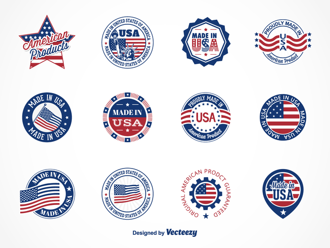 Set of Made In USA Labels vector