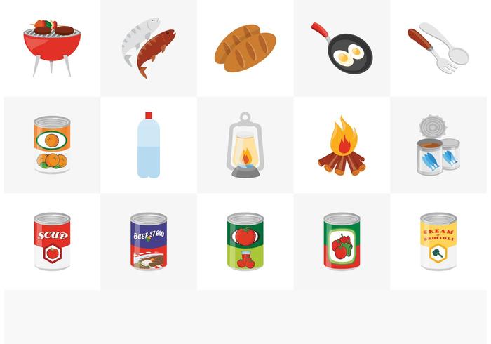 Free Camp Food Vector Icon Set Free Camp Food Vector Icon Set