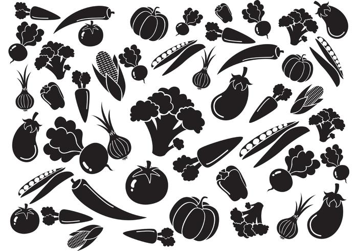 Black White Vegetables Pattern Vector