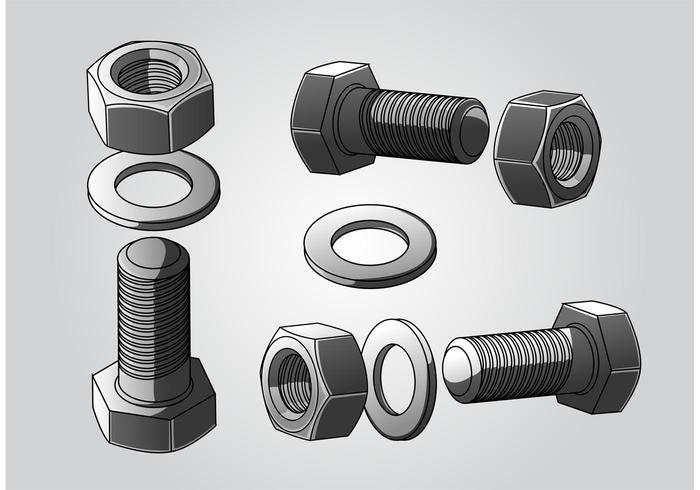 Vectores de tuercas y tornillos