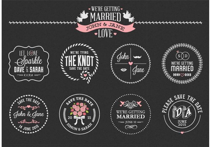 Free Chalk Save The Date Labels Vector