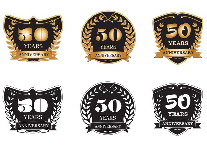 50 Years Anniversary Badges vector