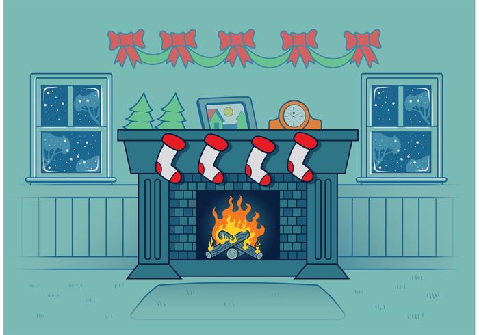 Christmas Fireplace Vector 