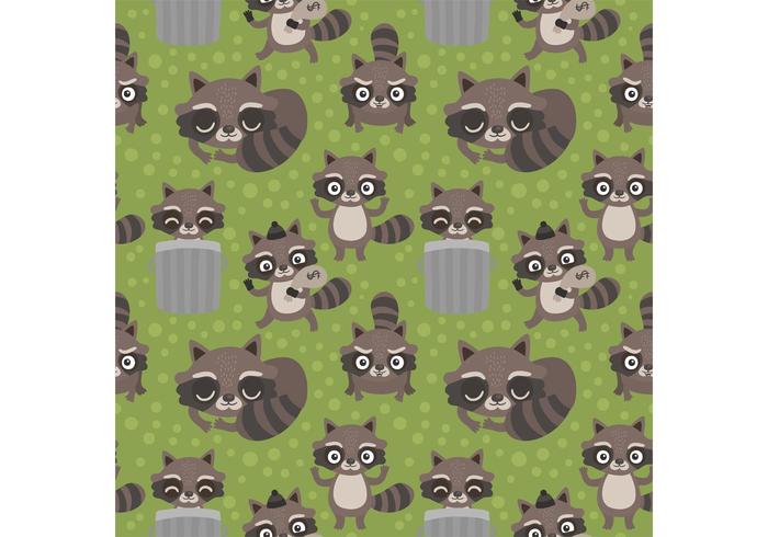 Free Seamless Cartoon Raccoon Vector Pattern Free Seamless Cartoon Raccoon Vector Pattern