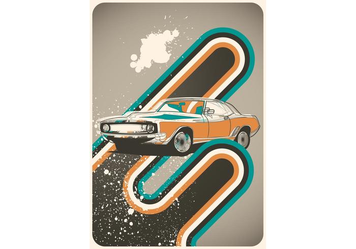 Cartel Coches Retro Vector