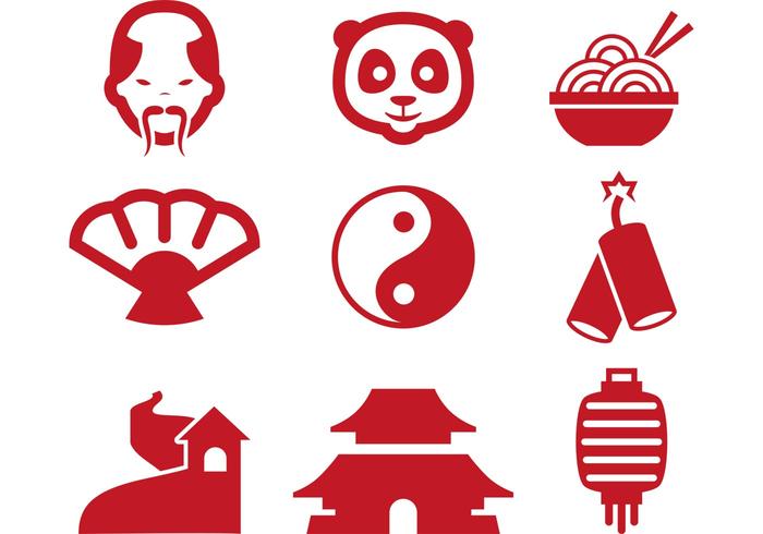 Red Chinese Vector Icons