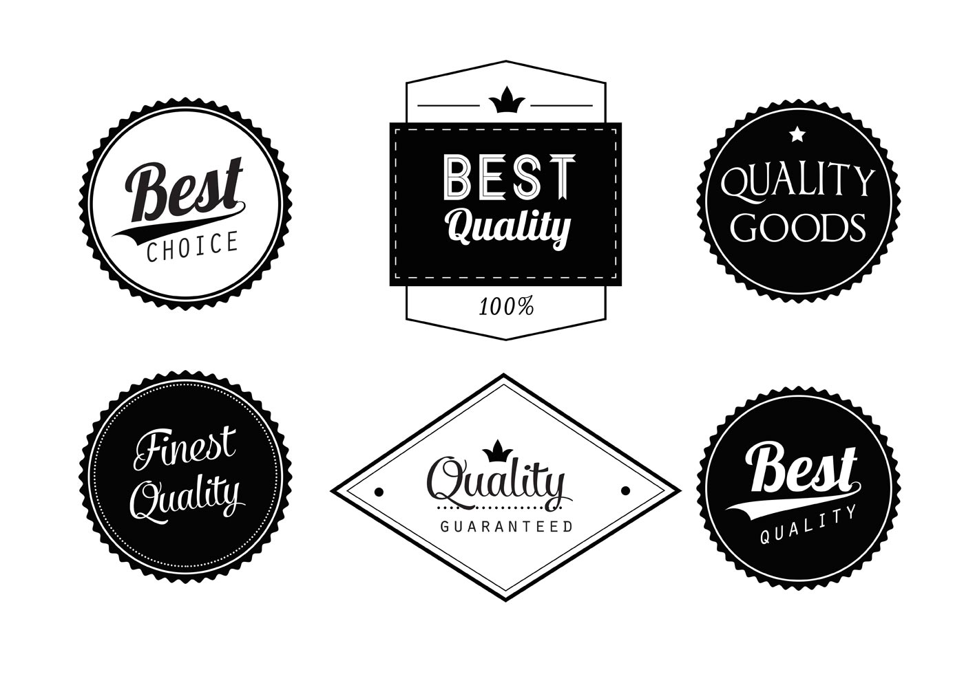 Free Black and White Vector Labels Set - Download Free Vector Art