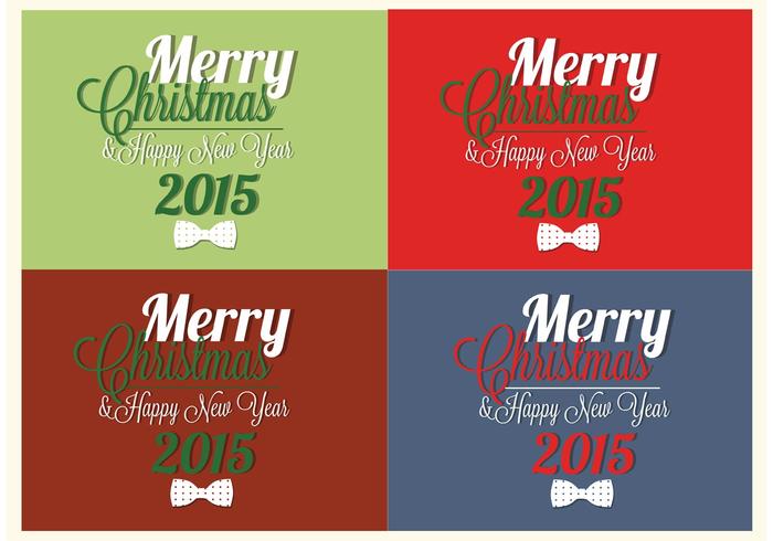 Bow Tie Merry Christmas and Happy New Year Vector Cards