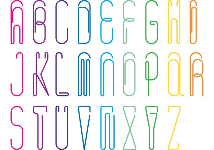 Paper Clip Alphabet Vector pack