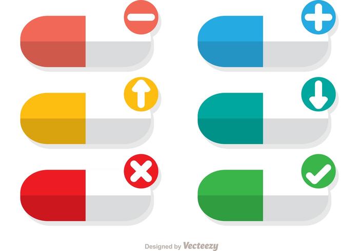 Colorful Pills Vectors with Icons