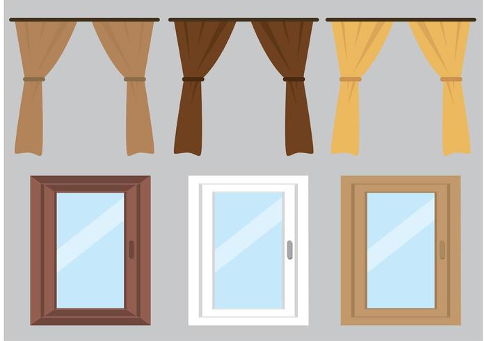 Free Vector Curtain and Windows Free Vector Curtain and Windows