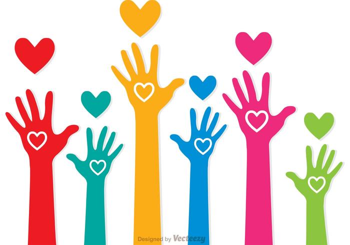 Colorful Raised Hands Vectors