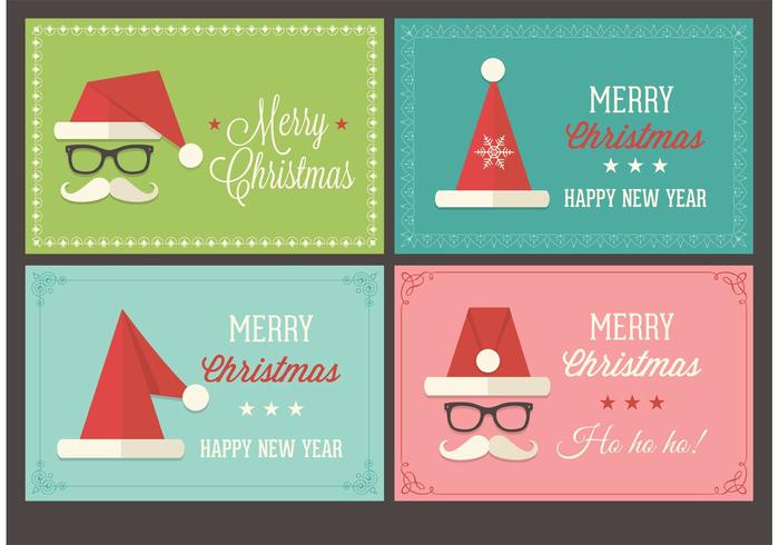 Free Santa Cap Christmas Retro Vector Cards