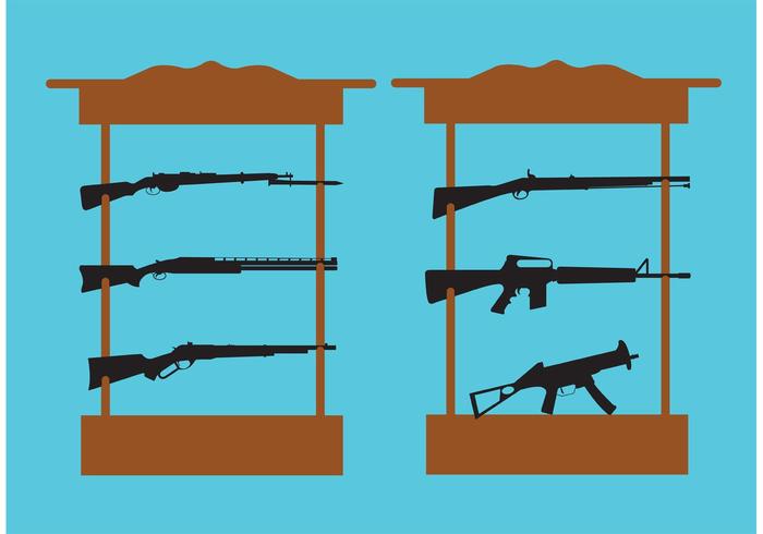 Shelf with Shotguns and Rifles vector