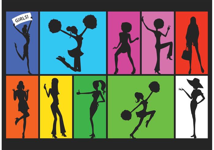 Free Silhouette Of Active Girls Vector