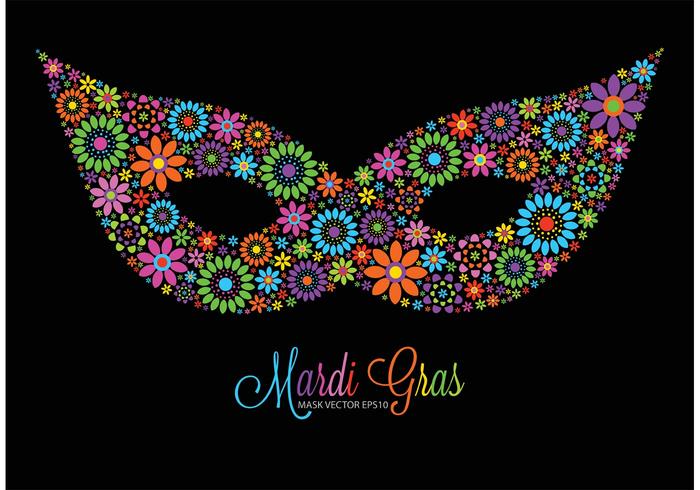 Free Vector Colorful Flowers Mardi Gras Mask